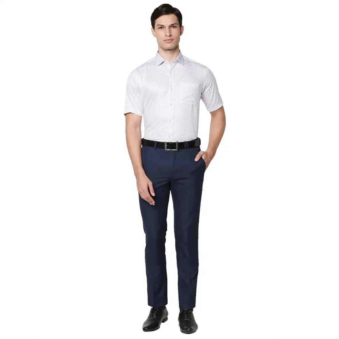 Men Blue Slim Fit Print Cotton Shirts - Image 5