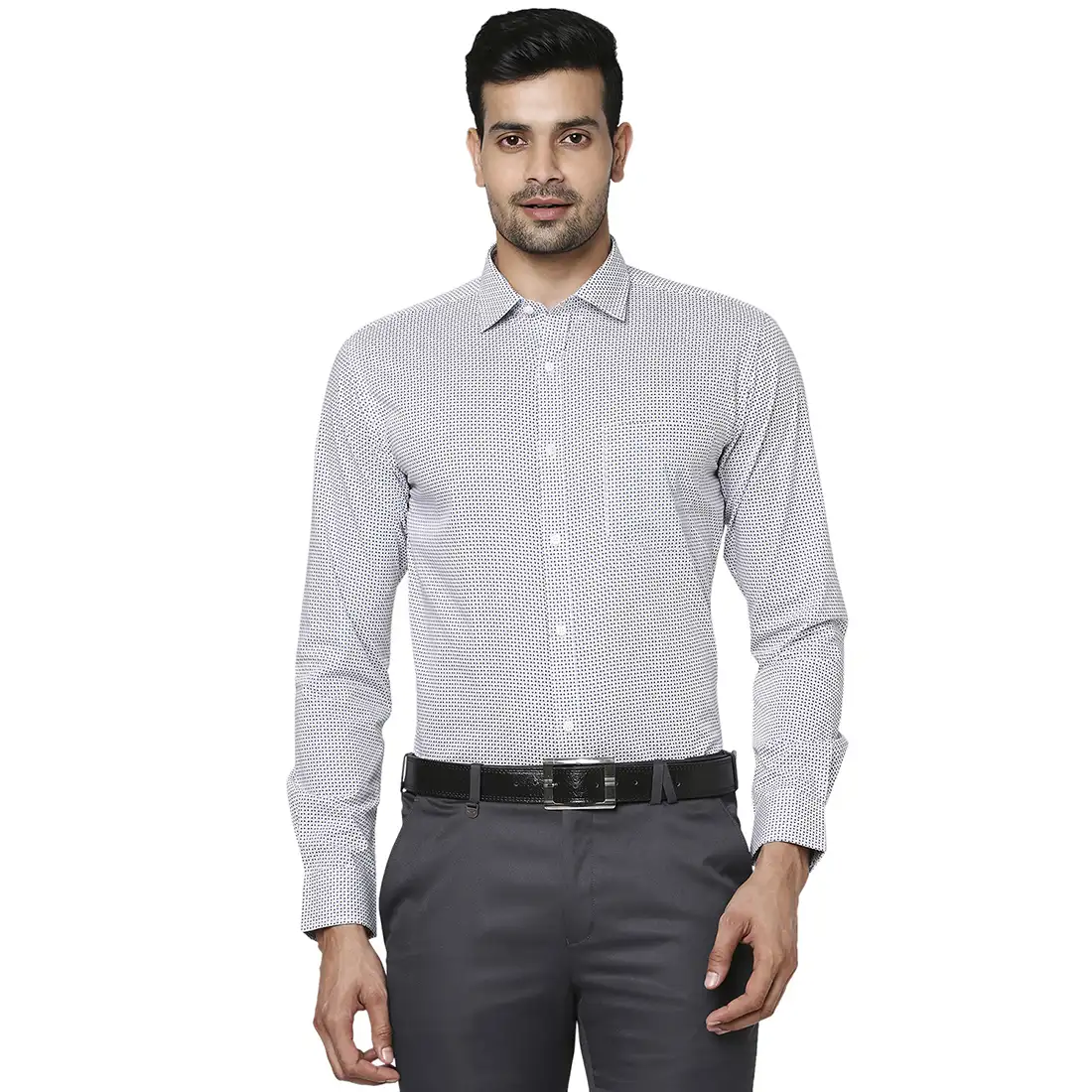 Men Blue Slim Fit Print Cotton Shirts