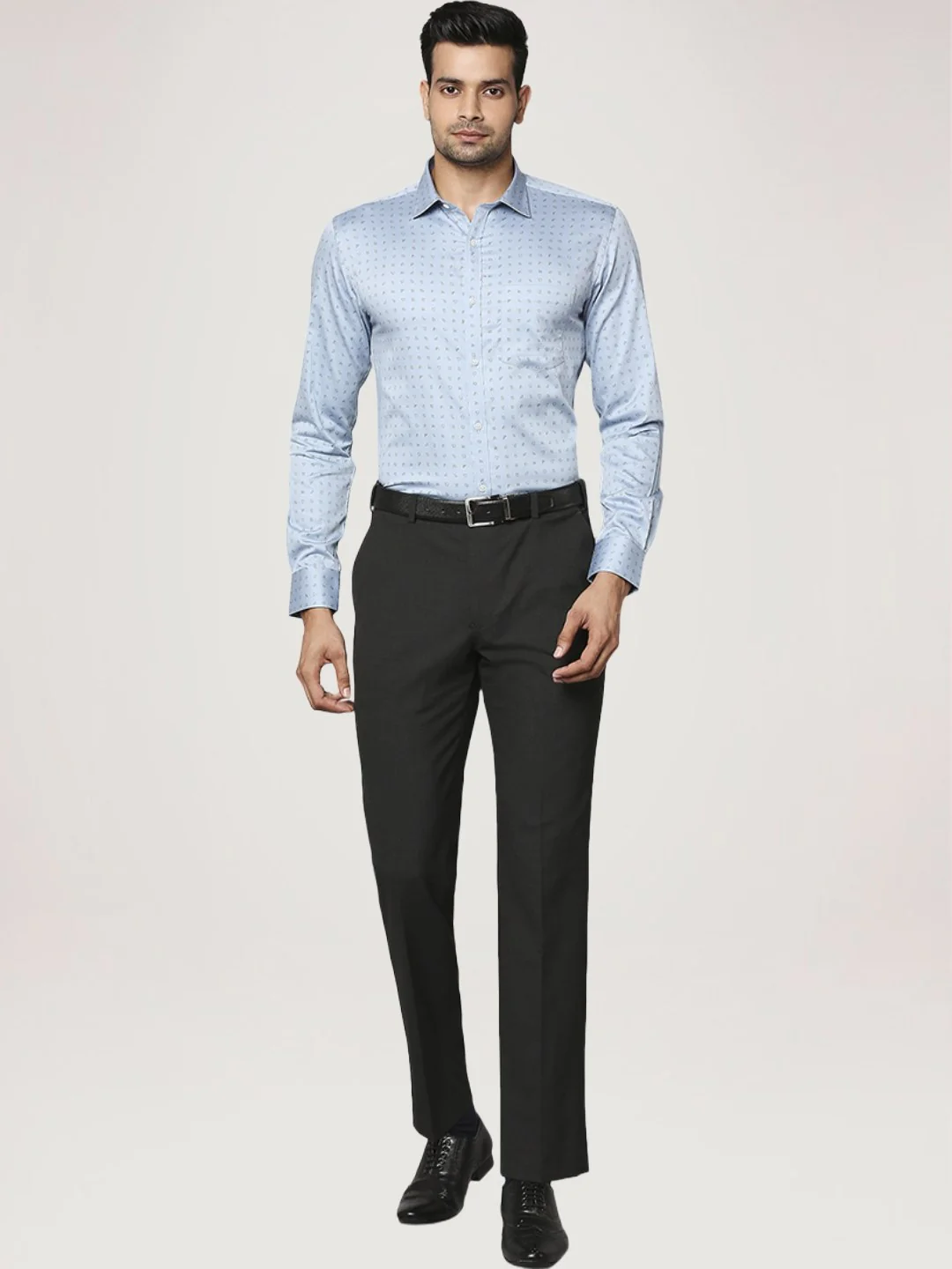 Men Blue Slim Fit Print Cotton Shirts - Image 2