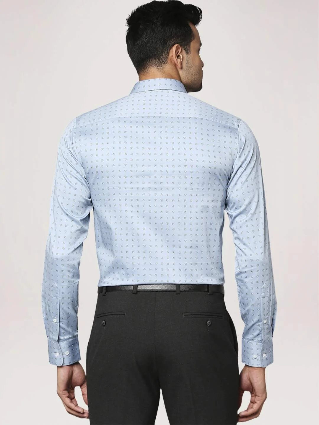 Men Blue Slim Fit Print Cotton Shirts - Image 3