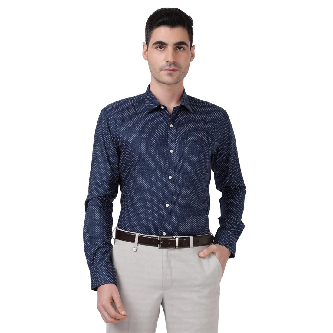Men Blue Slim Fit Print Cotton Shirts