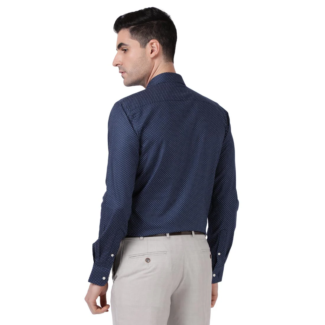Men Blue Slim Fit Print Cotton Shirts - Image 4
