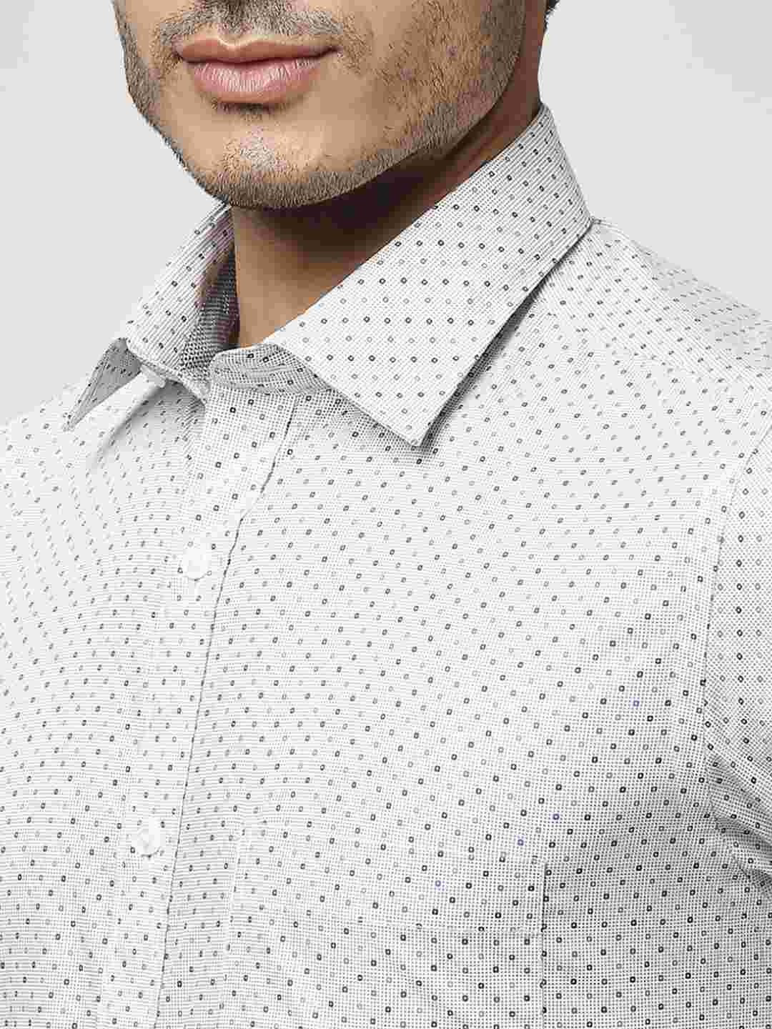 Men Blue Slim Fit Print Cotton Shirts
