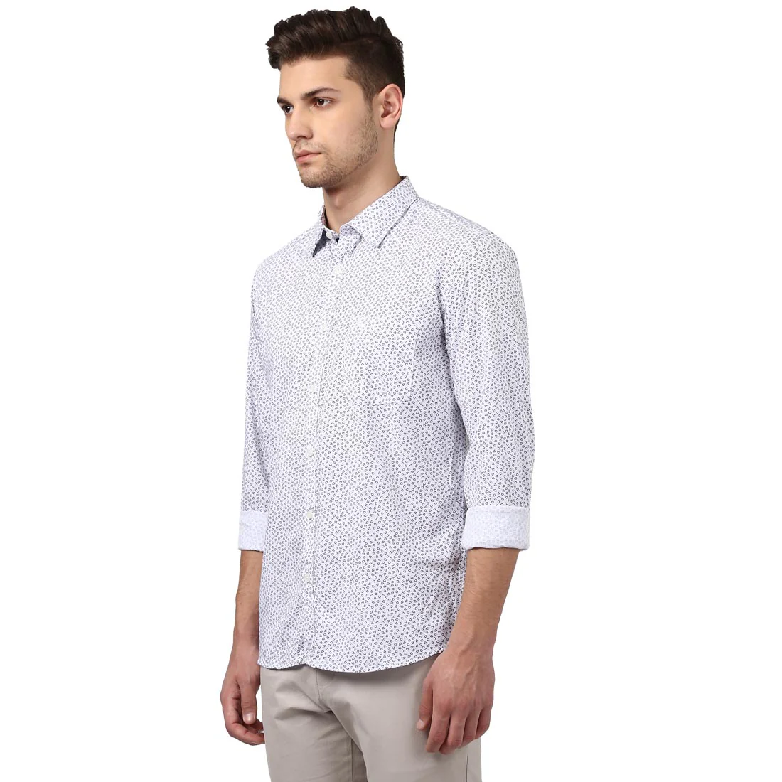 Men Blue Slim Fit Print Polyester Blend Full Sleeve Shirts - Image 3