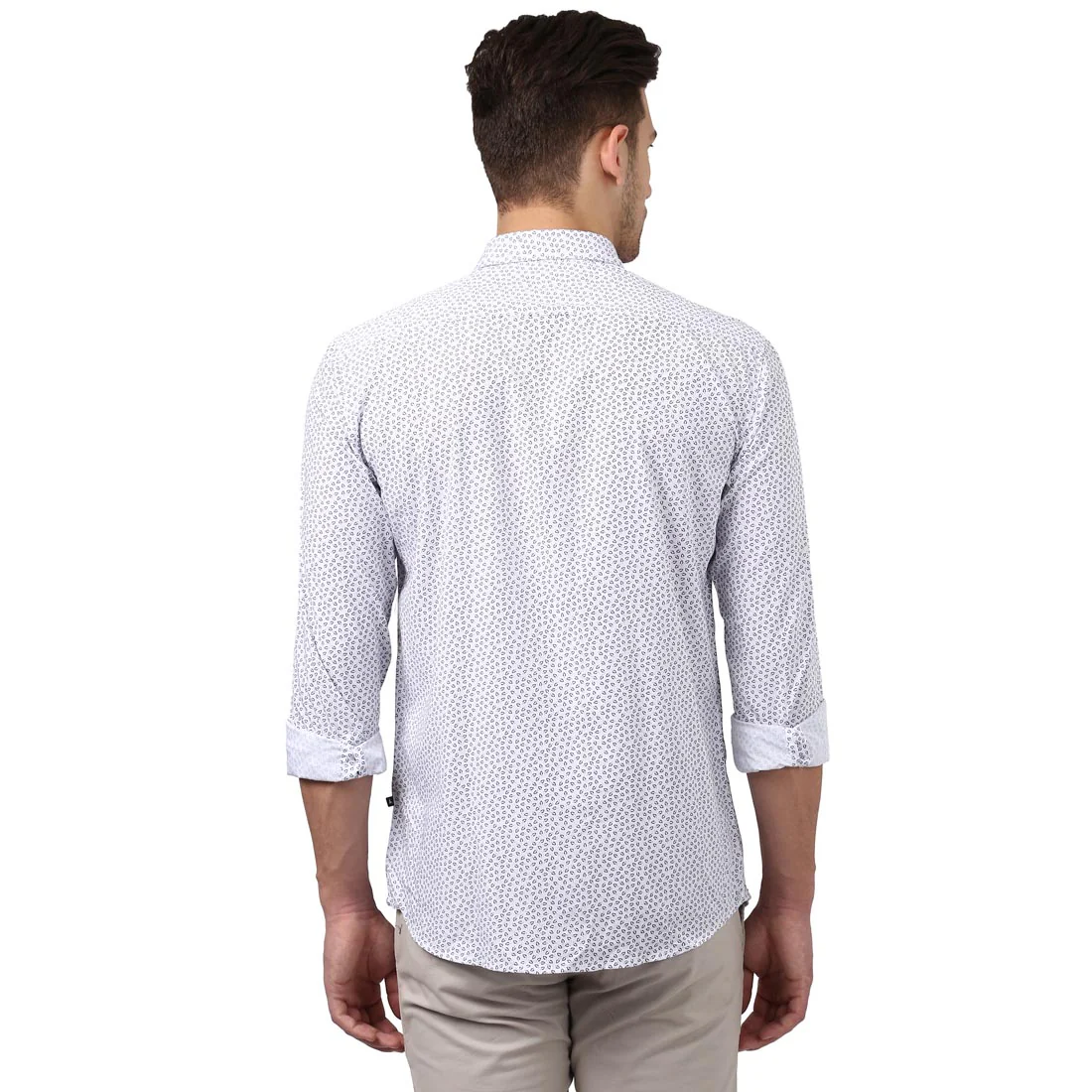 Men Blue Slim Fit Print Polyester Blend Full Sleeve Shirts - Image 4