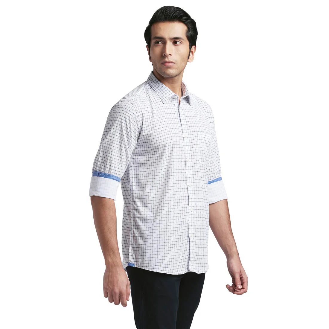 Men Blue Slim Fit Print Polyester Blend Full Sleeve Shirts - Image 2
