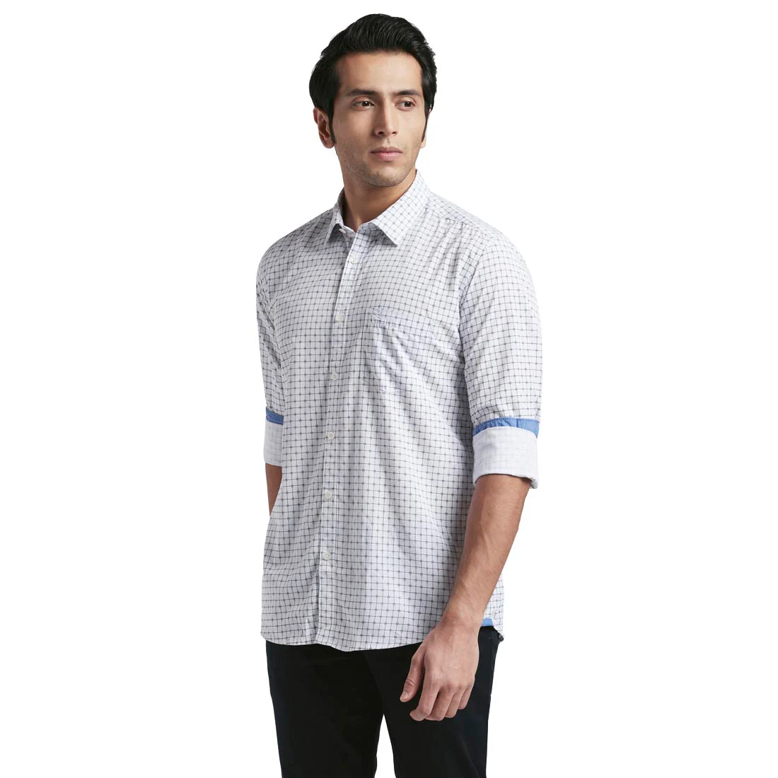 Men Blue Slim Fit Print Polyester Blend Full Sleeve Shirts - Image 3