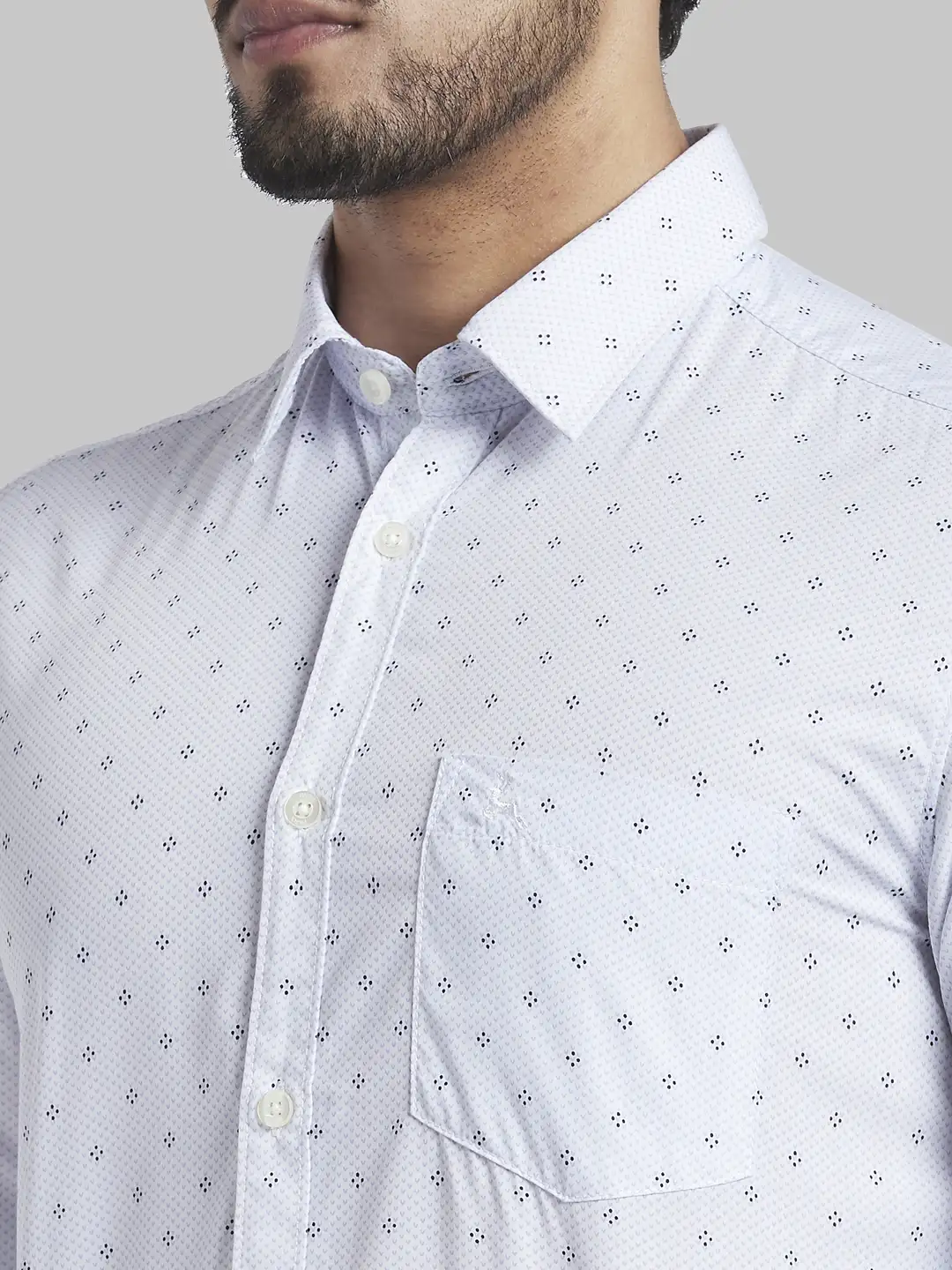 Men Blue Slim Fit Print Polyester Blend Full Sleeve Shirts - Image 6