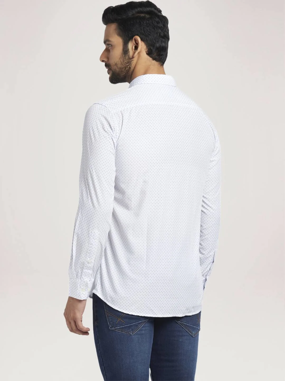 Men Blue Slim Fit Print Polyester Blend Full Sleeve Shirts - Image 3