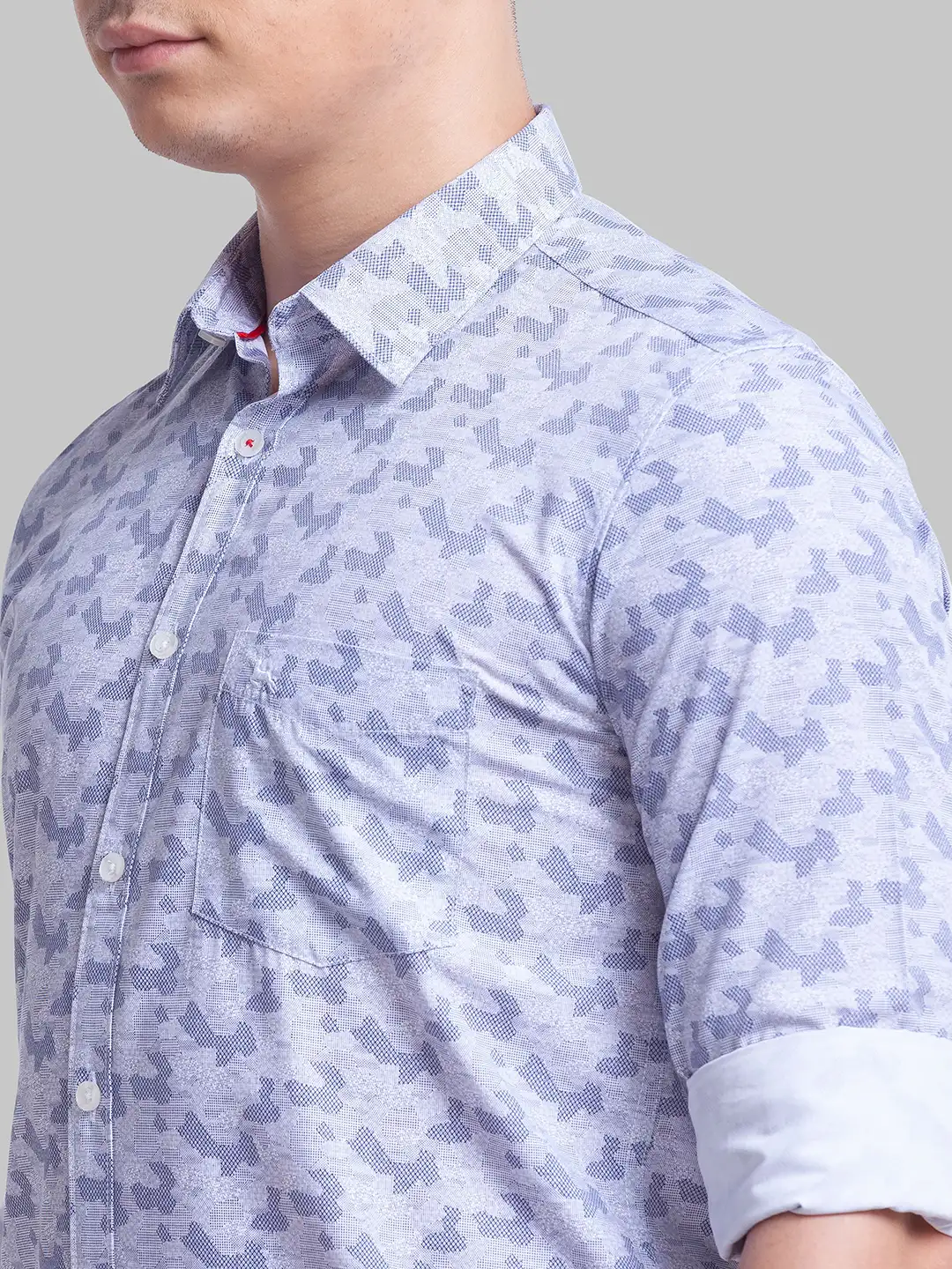Men Blue Slim Fit Print Polyester Blend Full Sleeve Shirts - Image 6