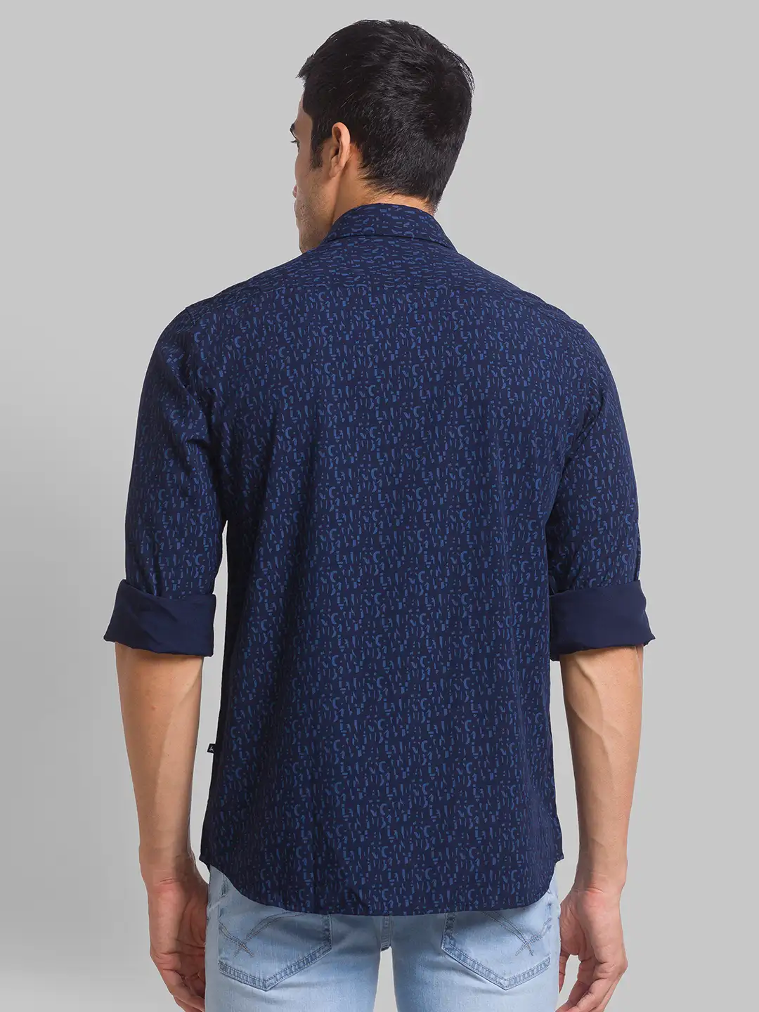 Men Blue Slim Fit Print Polyester Blend Full Sleeve Shirts - Image 4