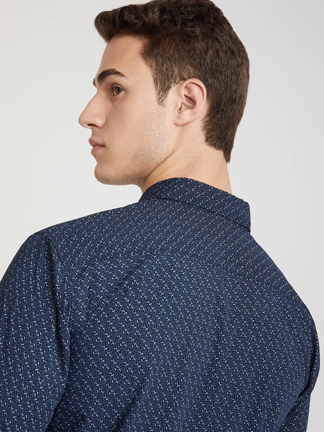 Men Blue Slim Fit Print Polyester Blend Full Sleeve Shirts - Image 6