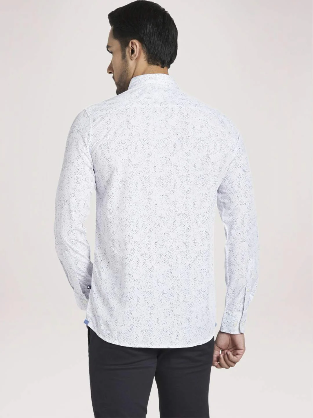 Men Blue Slim Fit Print Polyester Blend Full Sleeve Shirts - Image 2