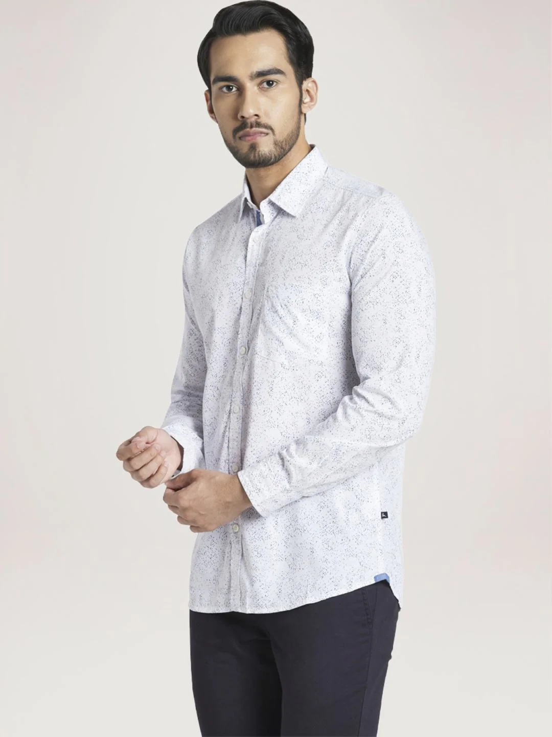 Men Blue Slim Fit Print Polyester Blend Full Sleeve Shirts - Image 3