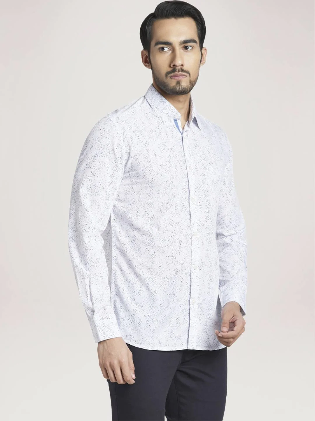 Men Blue Slim Fit Print Polyester Blend Full Sleeve Shirts - Image 4