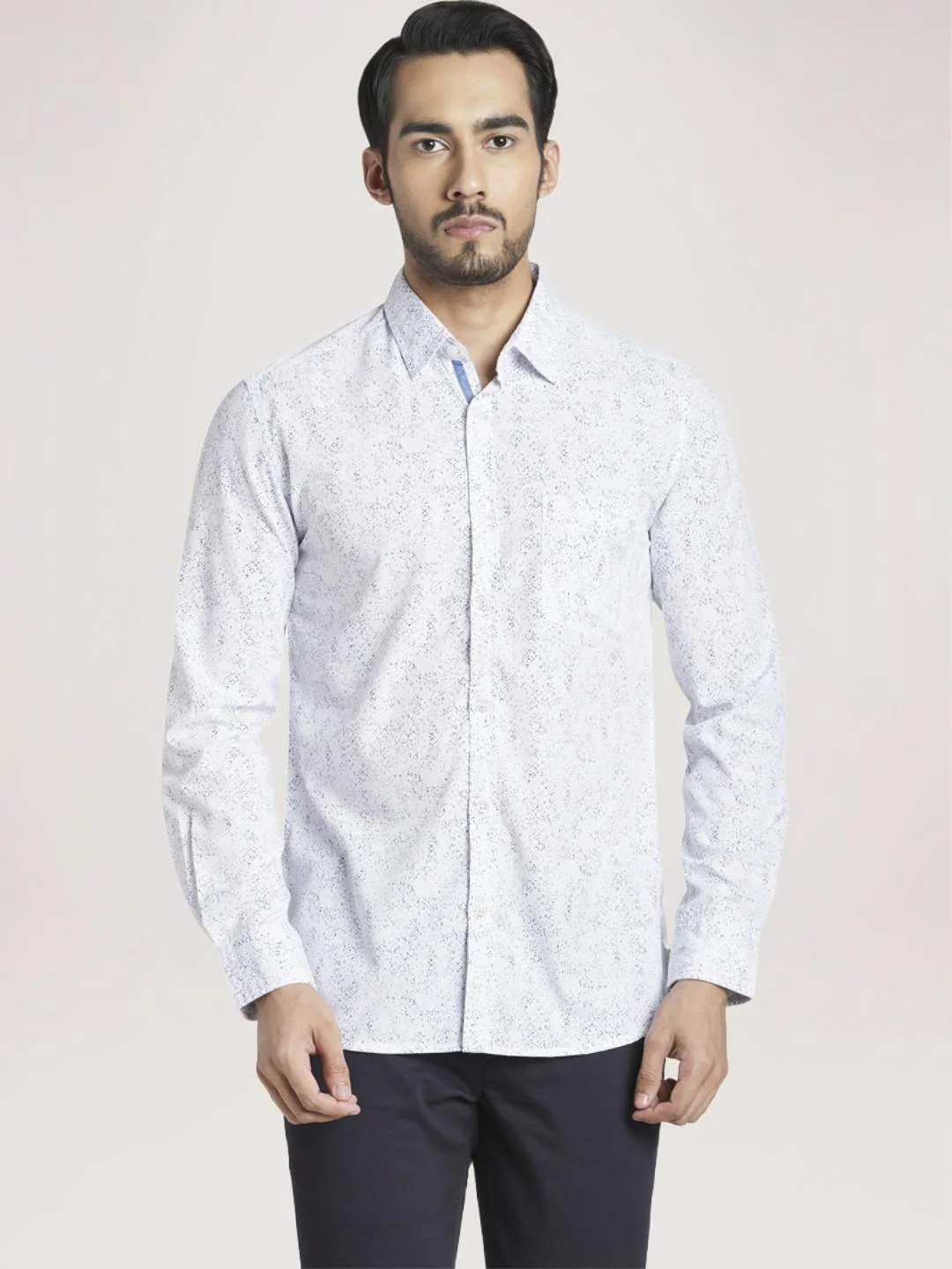 Men Blue Slim Fit Print Polyester Blend Full Sleeve Shirts - Image 5
