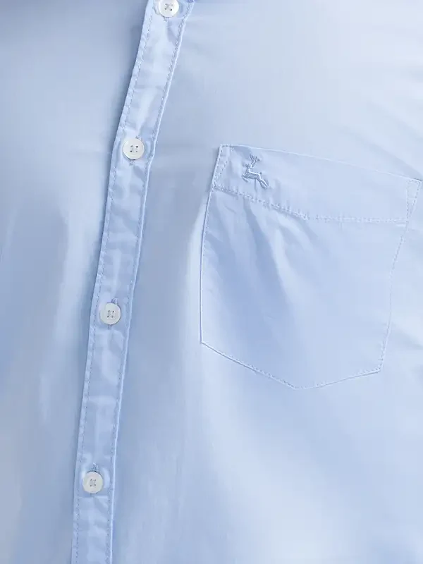 Men Blue Slim Fit Solid Cotton Blend Full Sleeve Shirts - Image 7