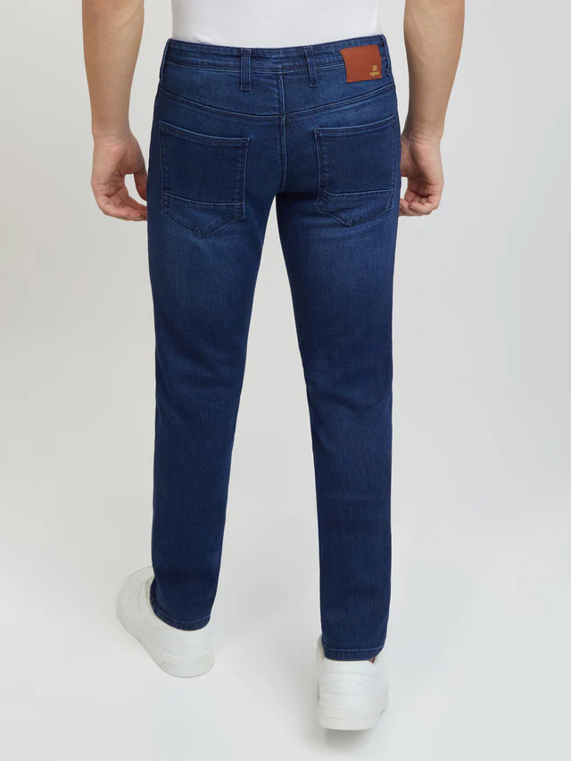 Men Blue Slim Fit Solid Cotton Blend Jeans - Image 4