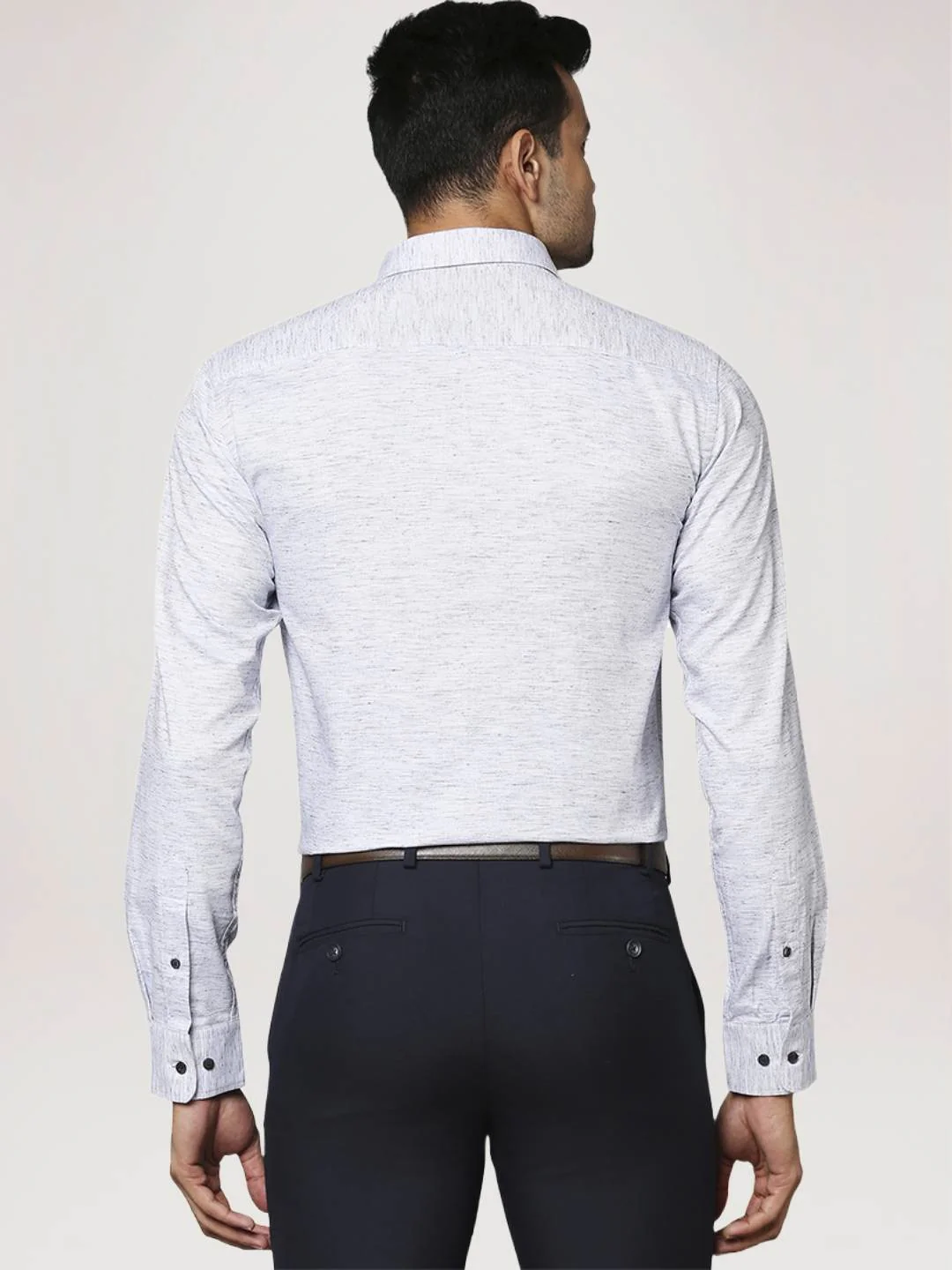 Men Blue Slim Fit Solid Cotton Blend Shirts - Image 2