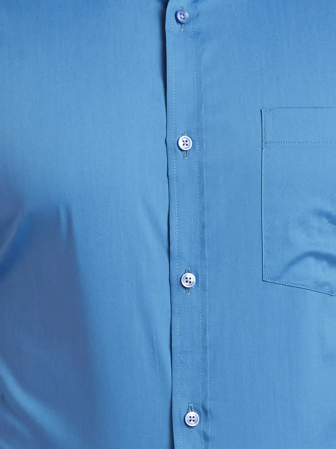 Men Blue Slim Fit Solid Cotton Blend   Shirts - Image 7