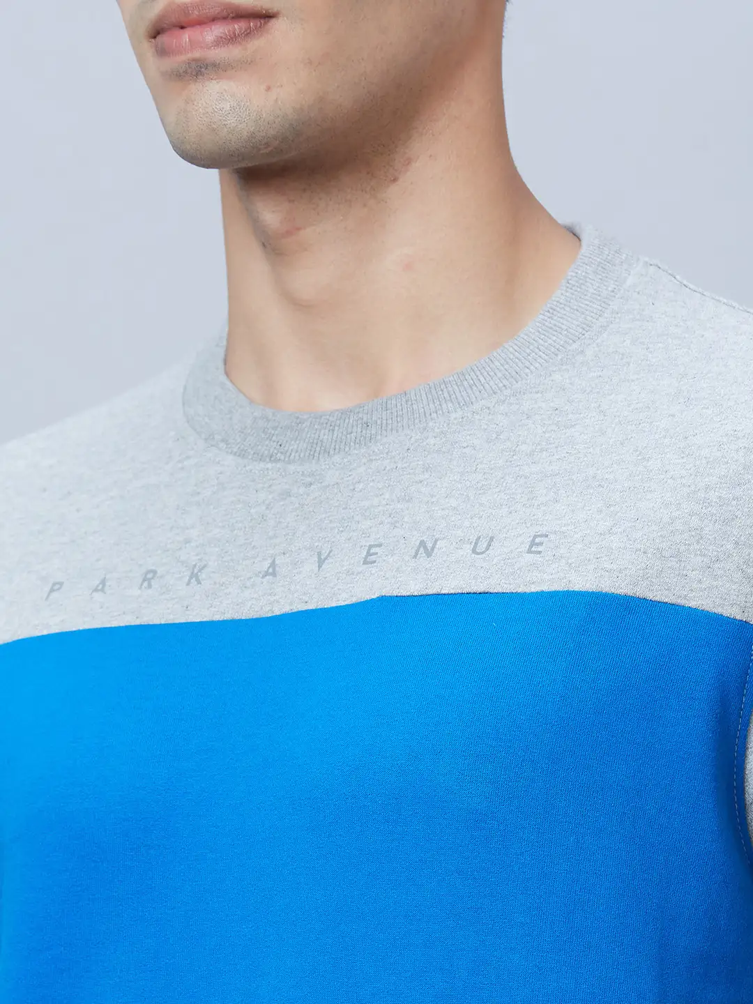 Men Blue Slim Fit Solid Cotton Blend Sweatshirts - Image 6
