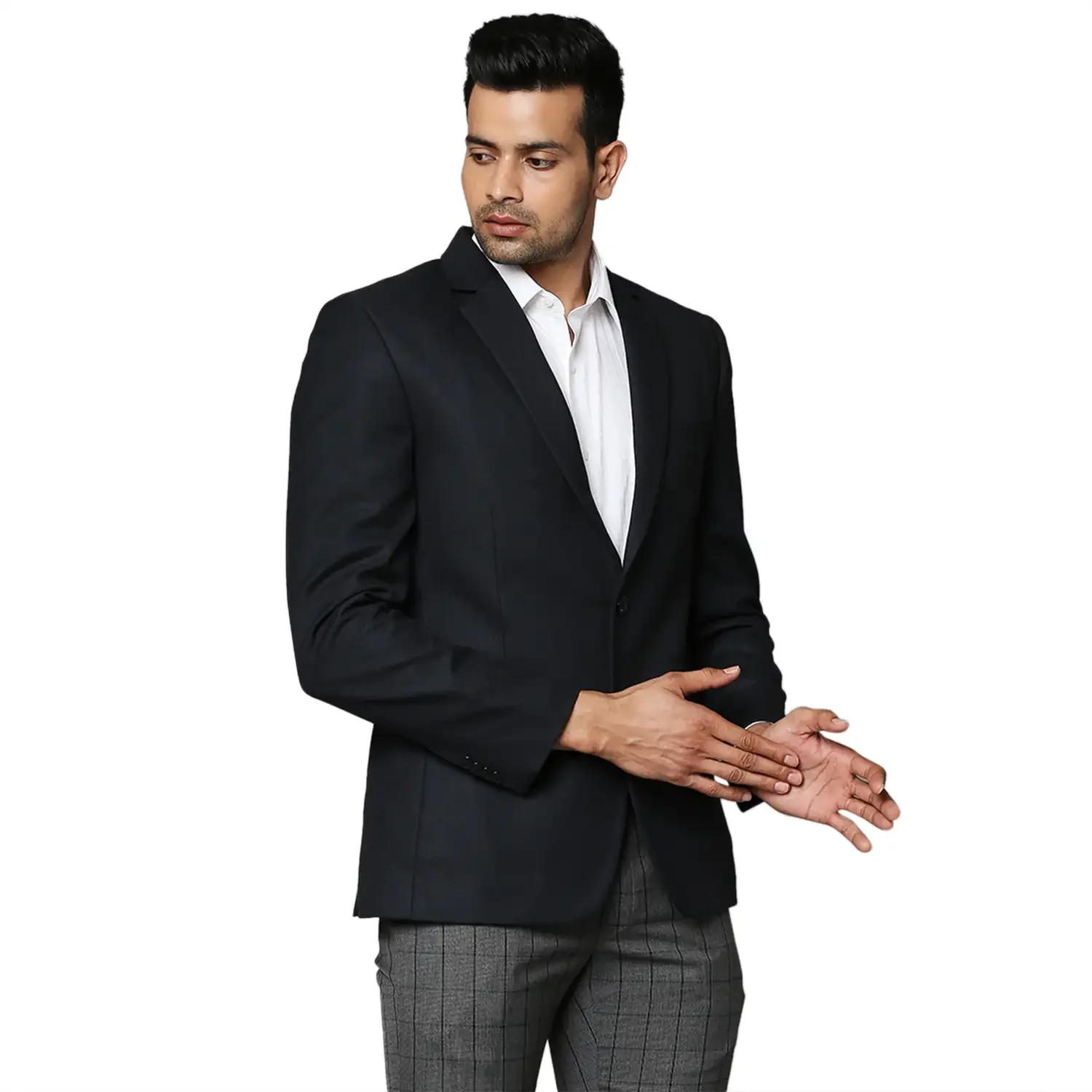 Men Blue Slim Fit Solid Polyester Blend Jackets - Image 2