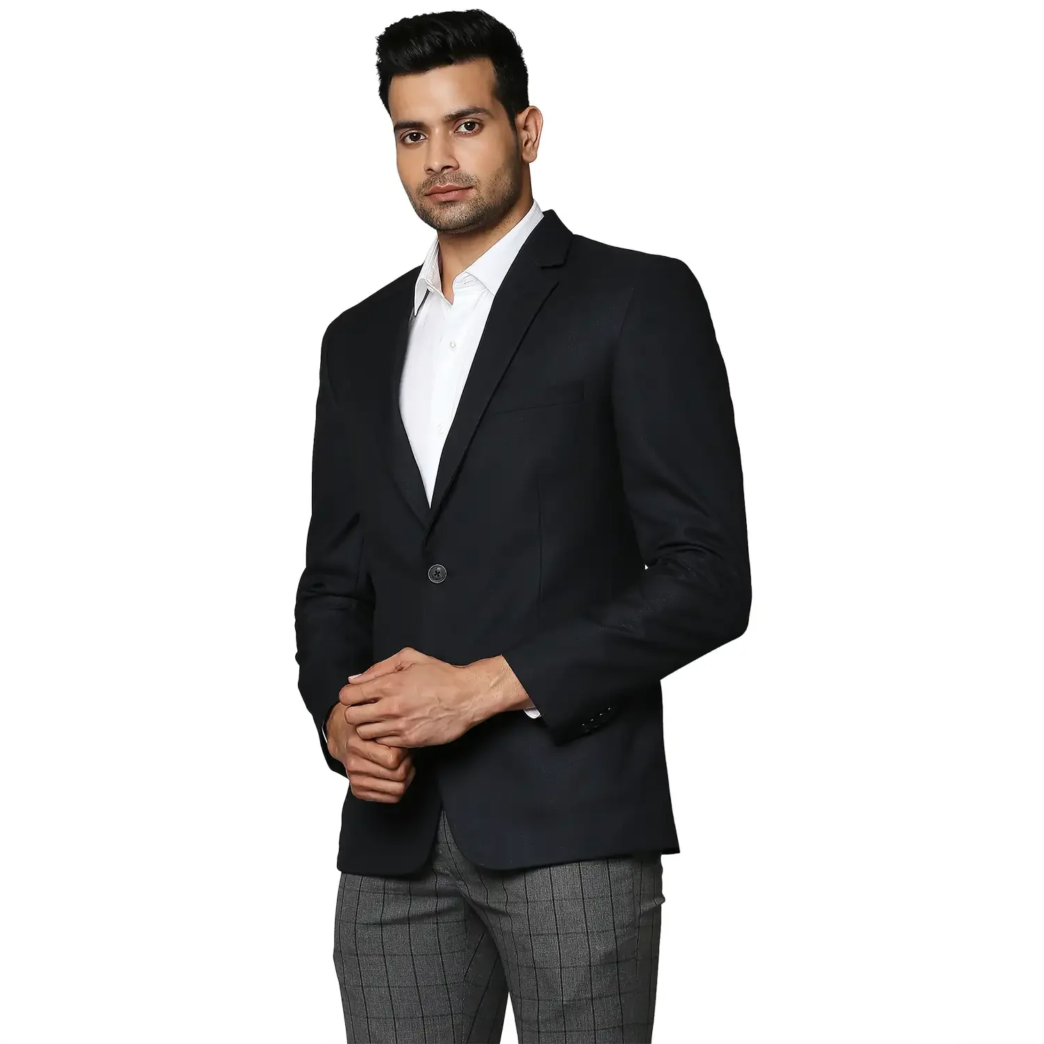 Men Blue Slim Fit Solid Polyester Blend Jackets - Image 3