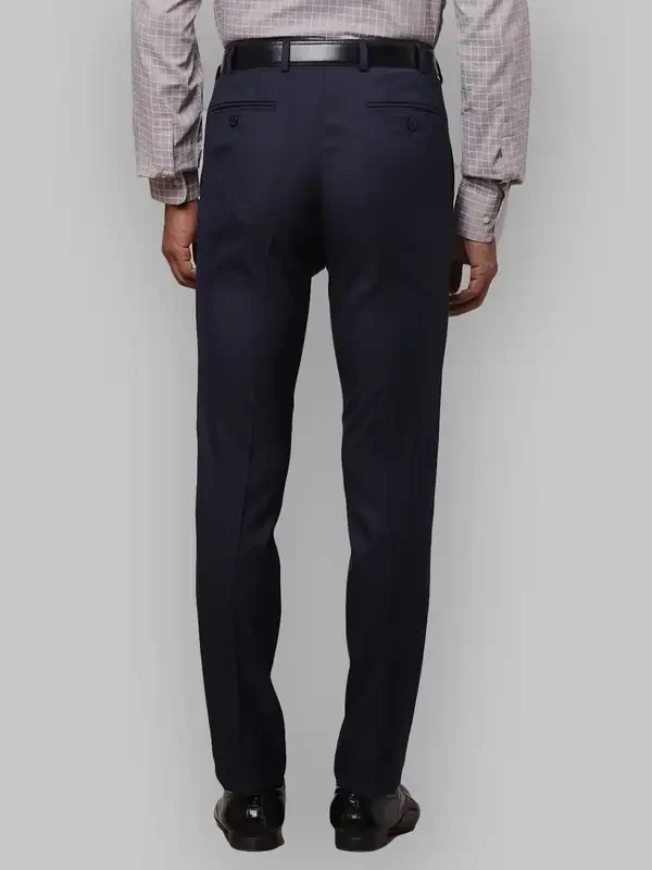 Men Blue Slim Fit Solid Polyester Blend Trouser - Image 4