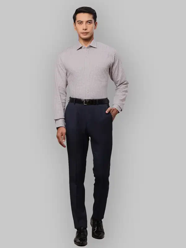 Men Blue Slim Fit Solid Polyester Blend Trouser - Image 5