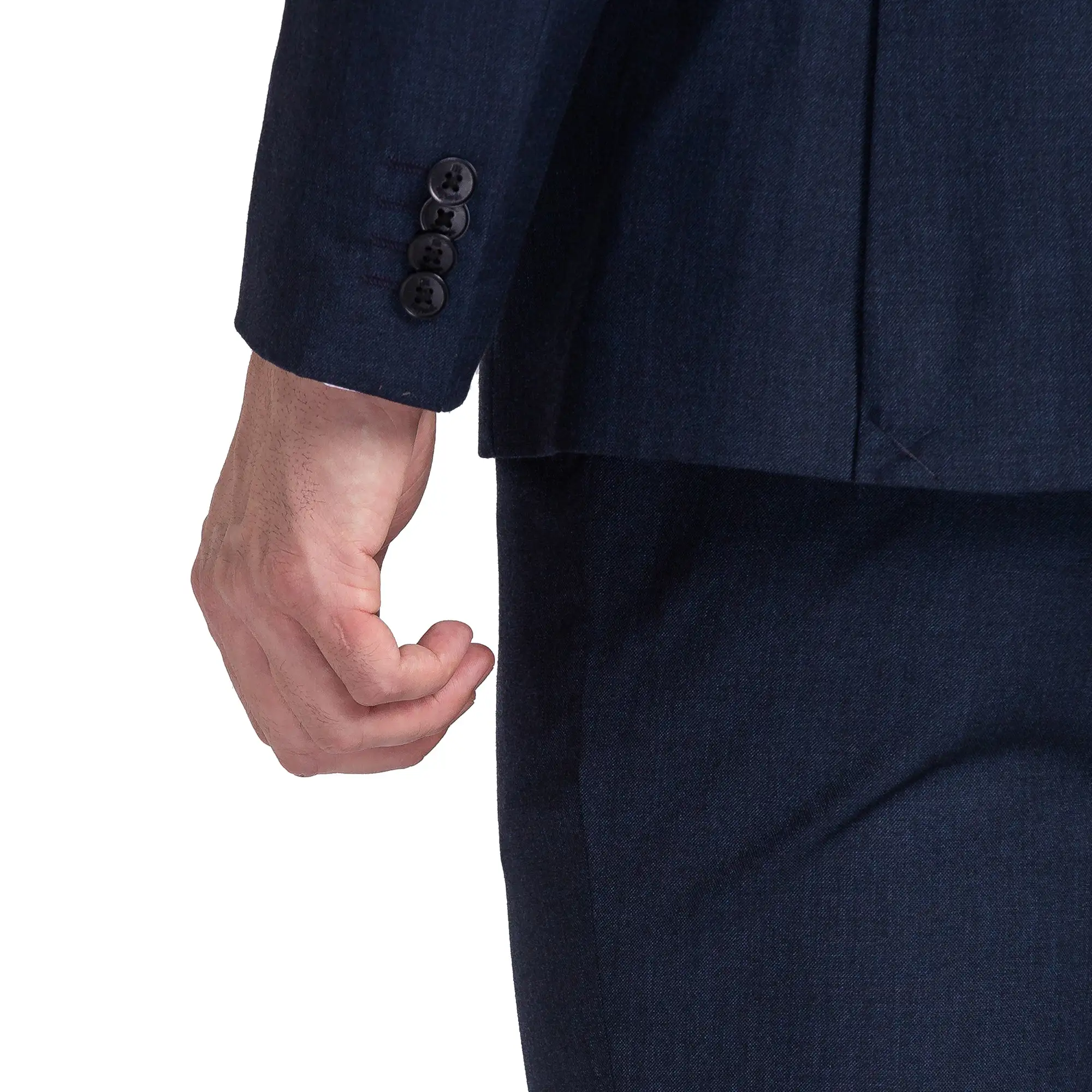 Men Blue Slim Fit Solid Terry Rayon Blend Suit - Image 2