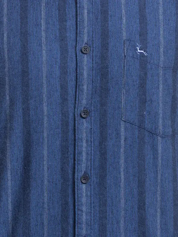 Men Blue Slim Fit Stripe Cotton Blend Full Sleeve Shirts - Image 7