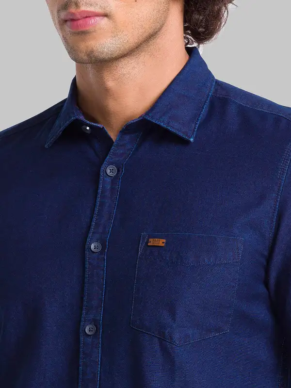 Men Blue Slim Fit Stripe Cotton Full Sleeve Shirts - Image 6