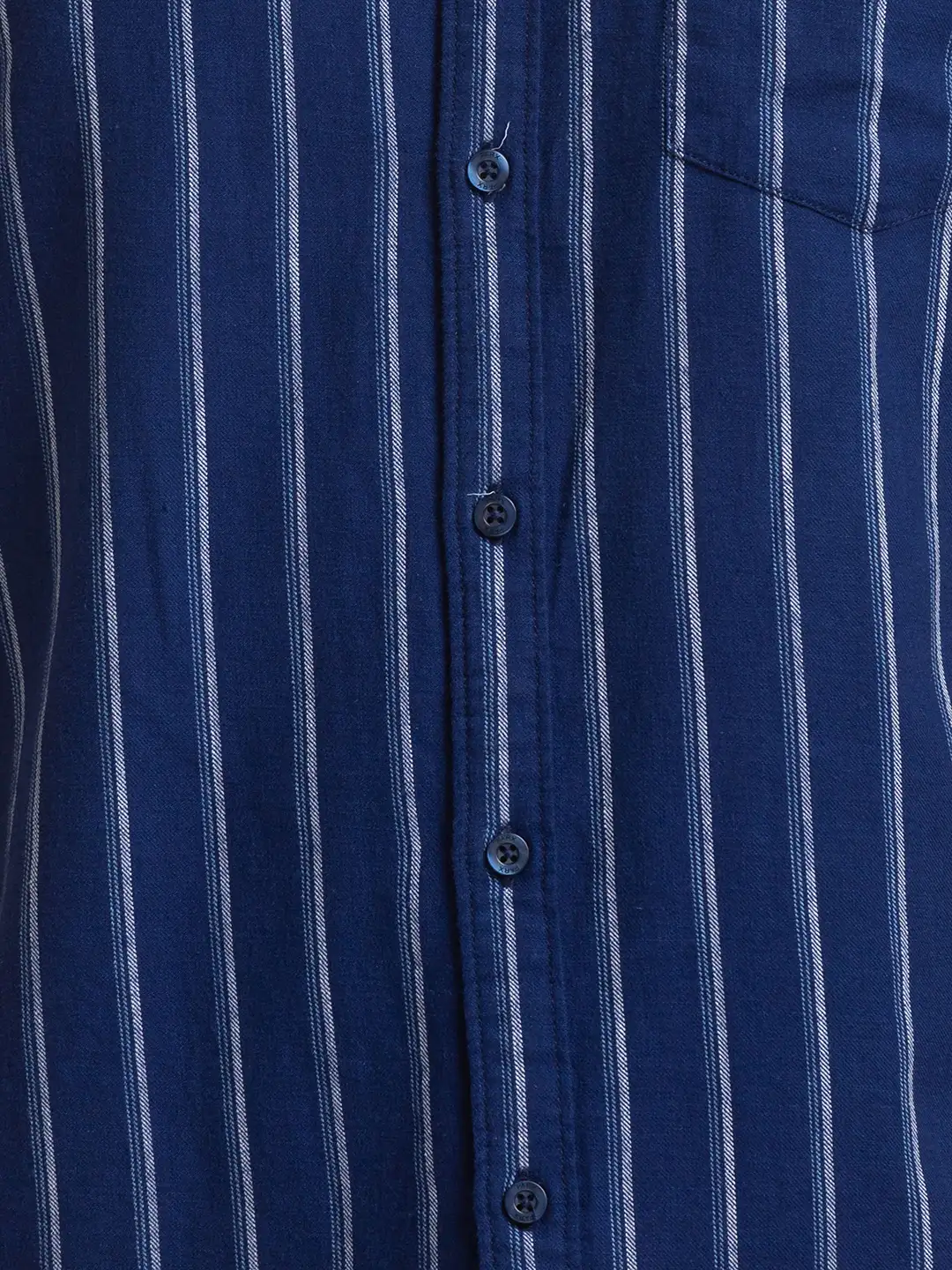Men Blue Slim Fit Stripe Cotton Half Sleeve Shirts - Image 7