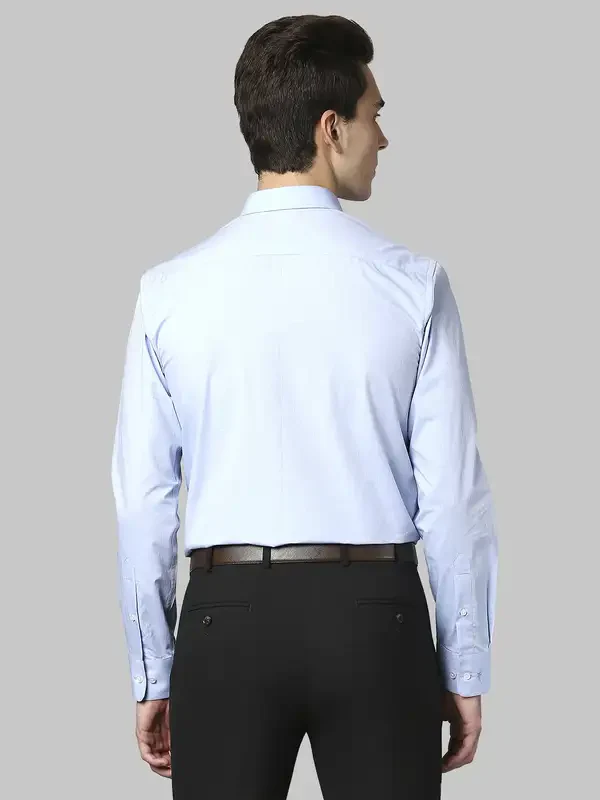 Men Blue Slim Fit Structure Cotton Shirts - Image 4