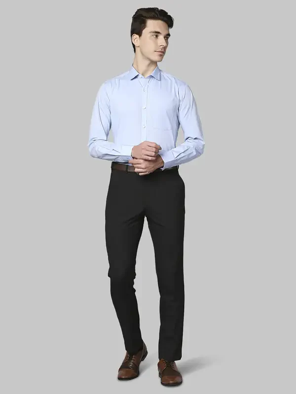 Men Blue Slim Fit Structure Cotton Shirts - Image 5