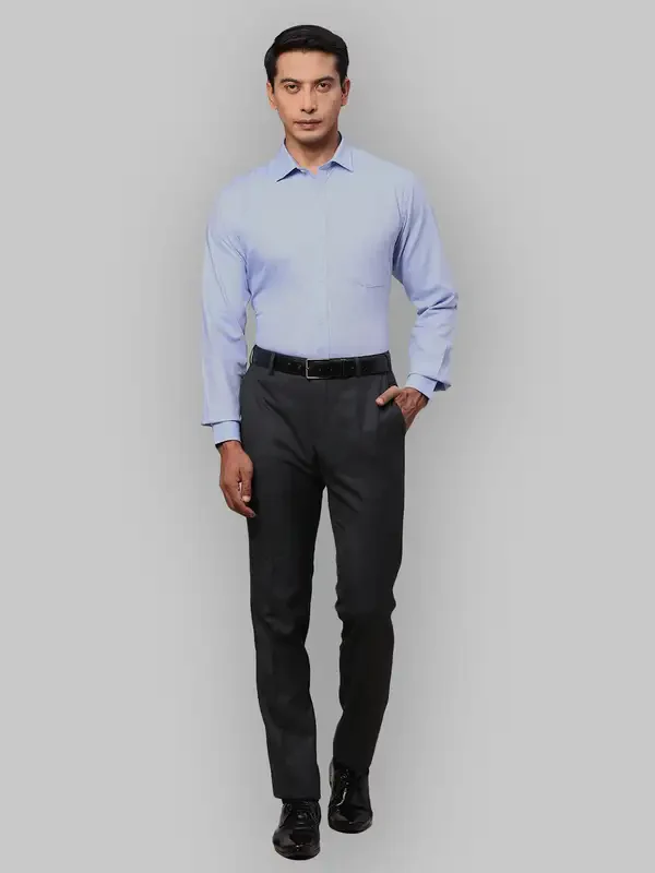 Men Blue Slim Fit Structure Cotton Shirts - Image 5