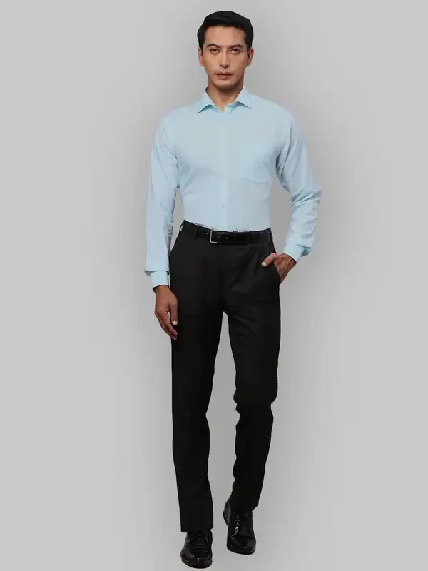 Men Blue Slim Fit Structure Cotton Shirts - Image 5