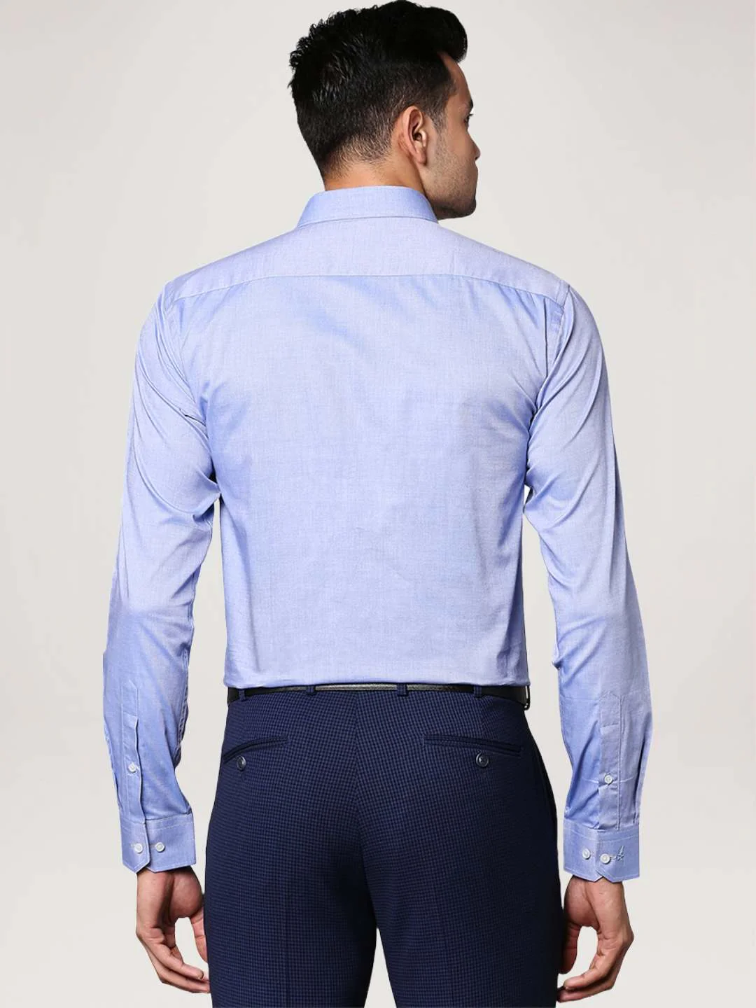 Men Blue Slim Fit Structure Cotton Shirts - Image 3