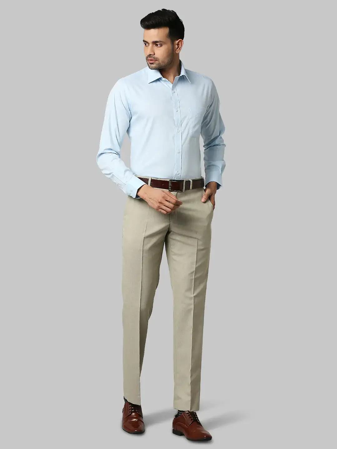 Men Blue Slim Fit Structure Cotton Shirts - Image 5