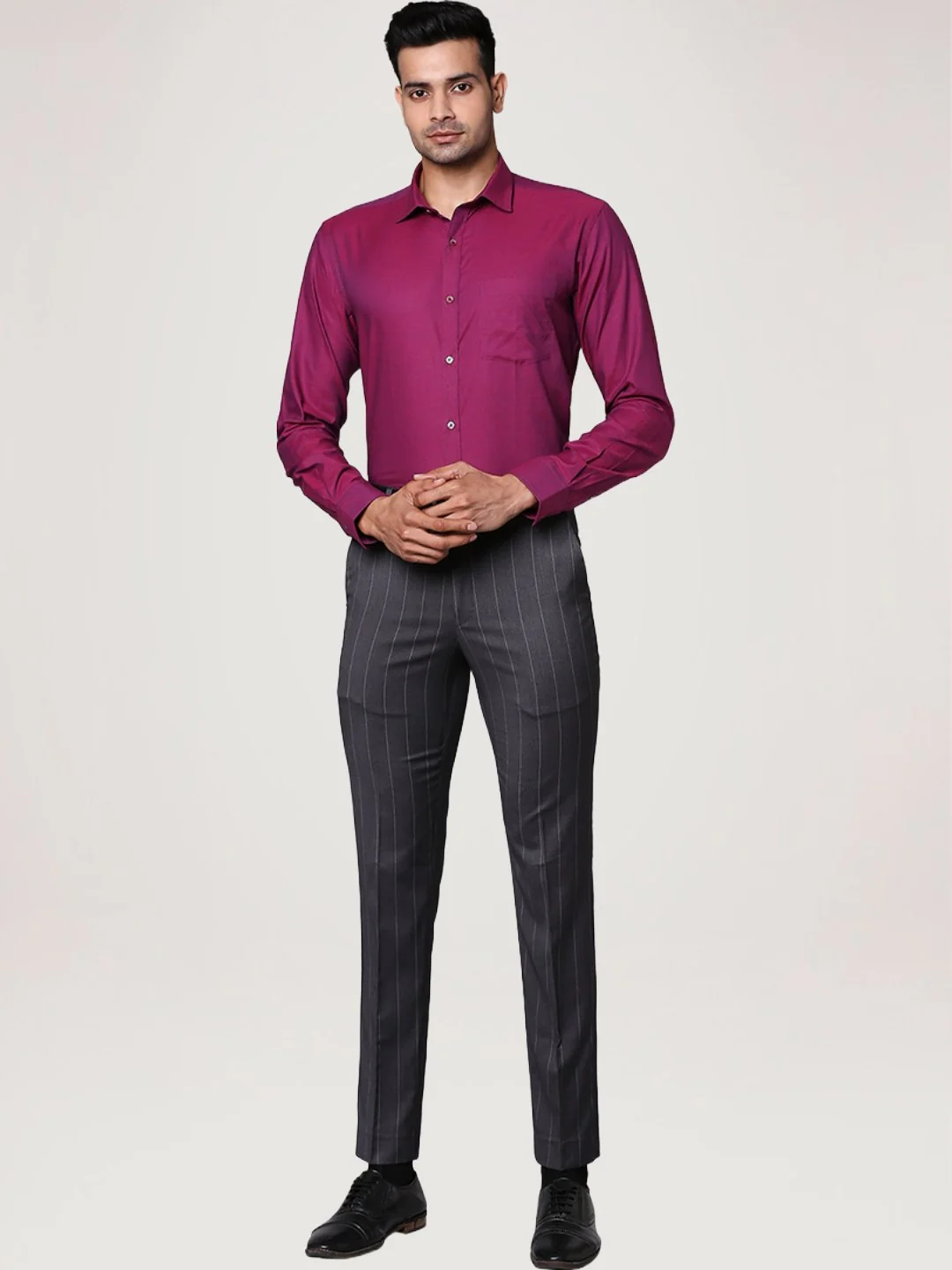 Men Blue Slim Fit Structure Cotton Shirts