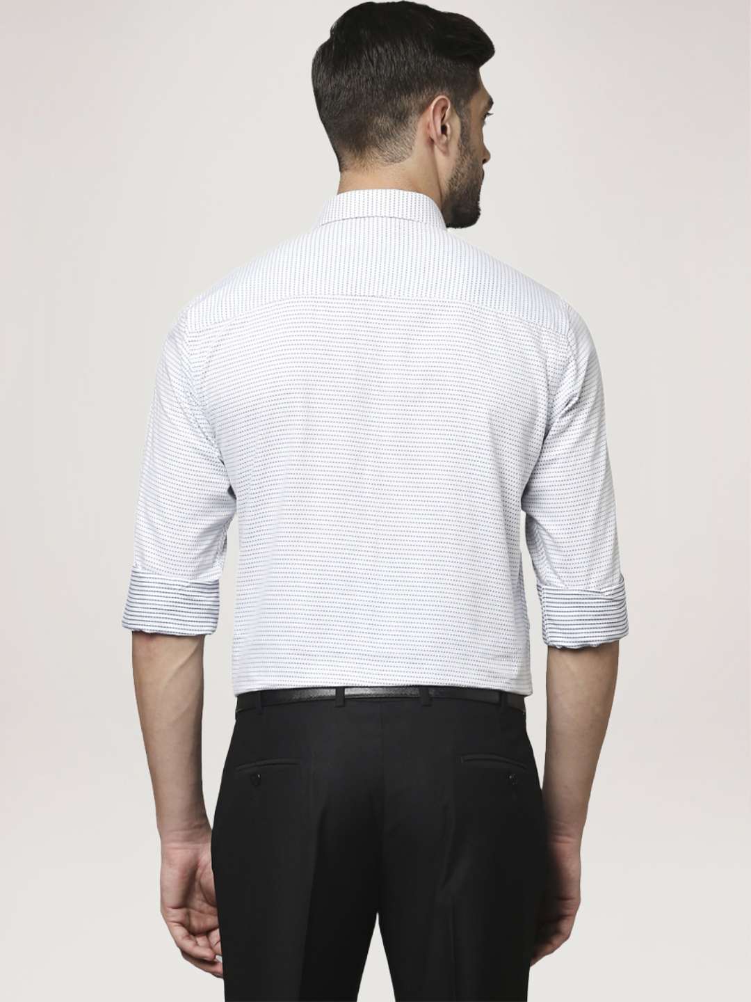 Men Blue Slim Fit Structure Cotton Shirts - Image 3