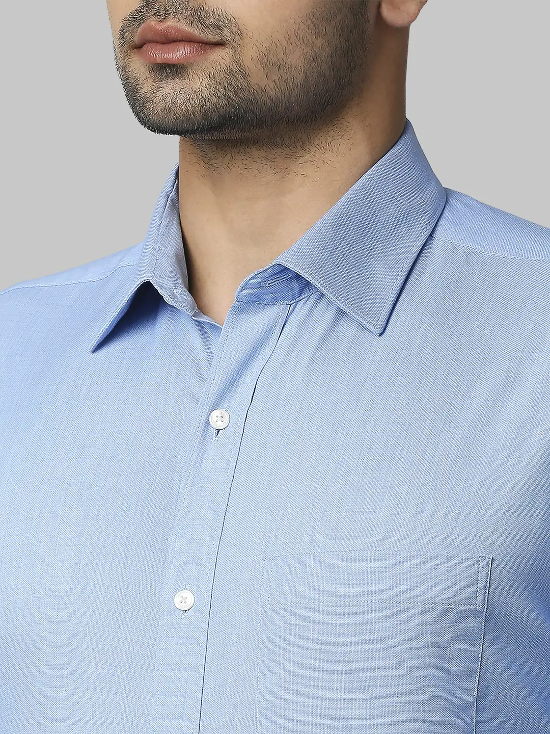 Men Blue Slim Fit Structure Cotton Shirts - Image 6