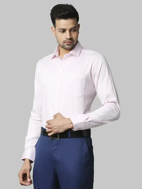 Men Blue Slim Fit Structure Cotton Shirts - Image 3