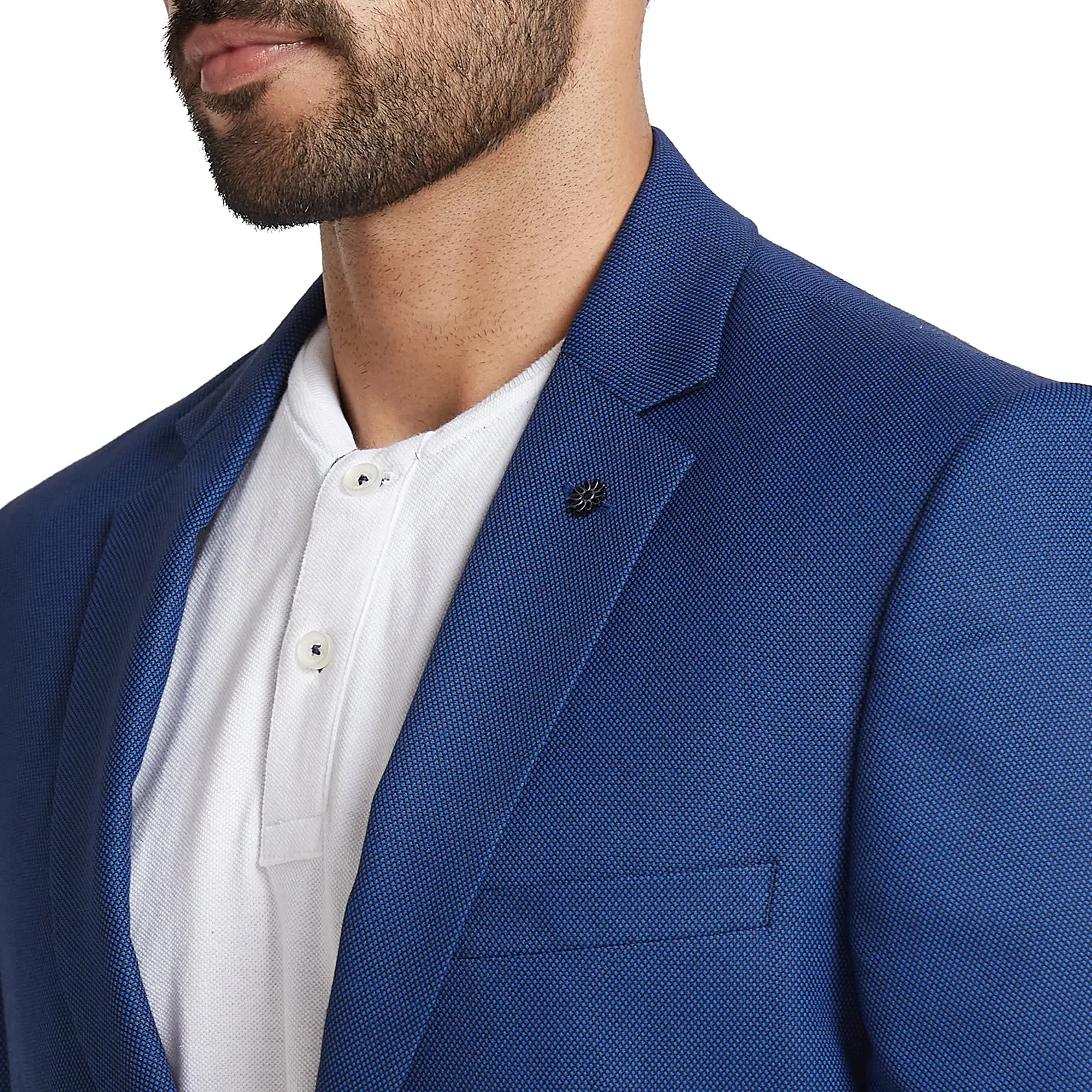 Men Blue Slim Fit Structure Polyester Blend Jackets - Image 6