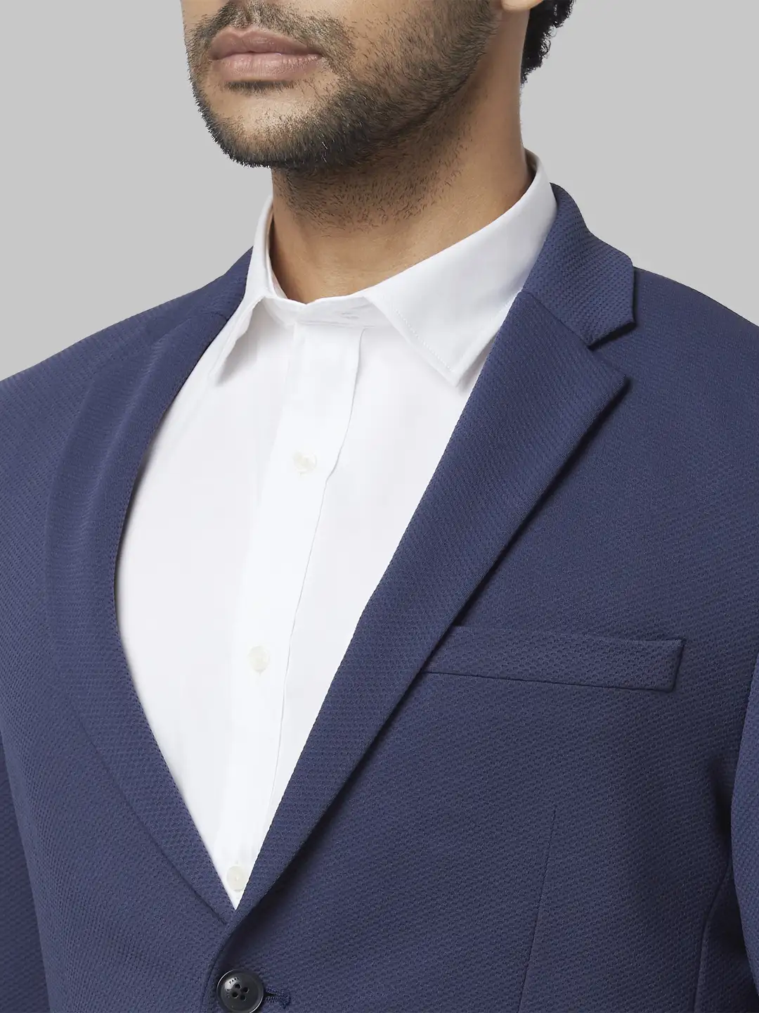 Men Blue Slim Fit Structure Polyester Blend Jackets - Image 6