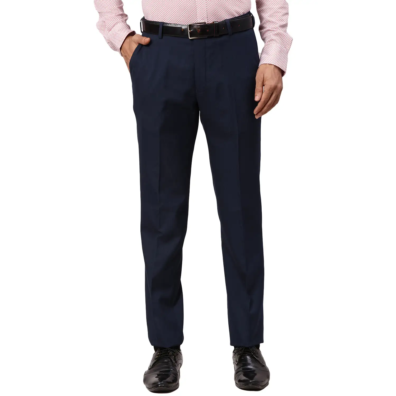 Park Avenue Men Blue Slim Fit Structured Polyester Blend Trouser