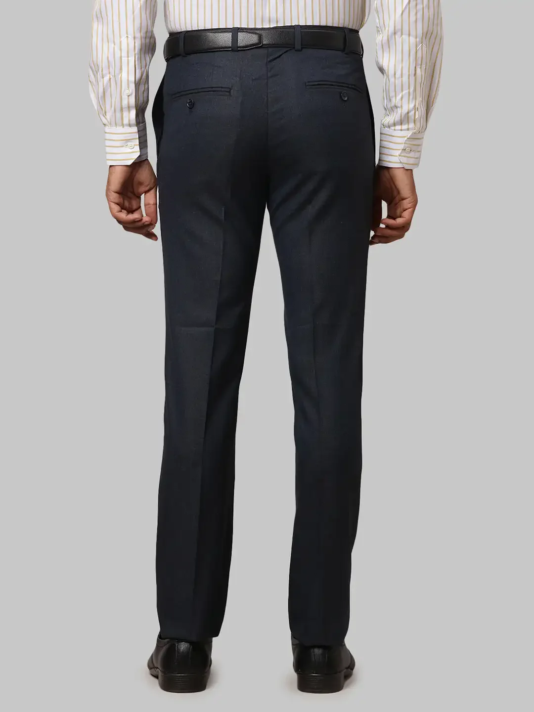 Men Blue Slim Fit Structure Polyester Blend Trouser - Image 5