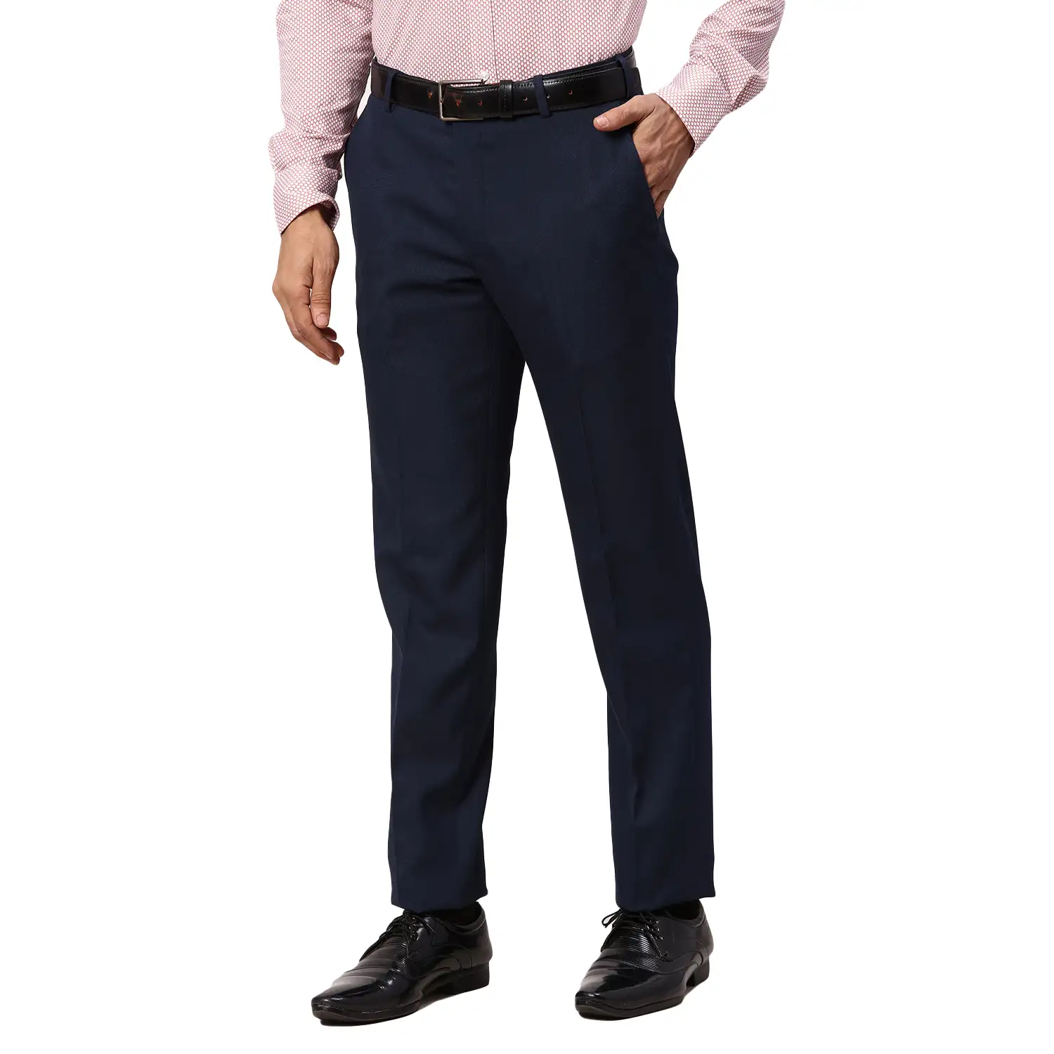 Park Avenue Men Blue Slim Fit Structured Polyester Blend Trouser - Image 3