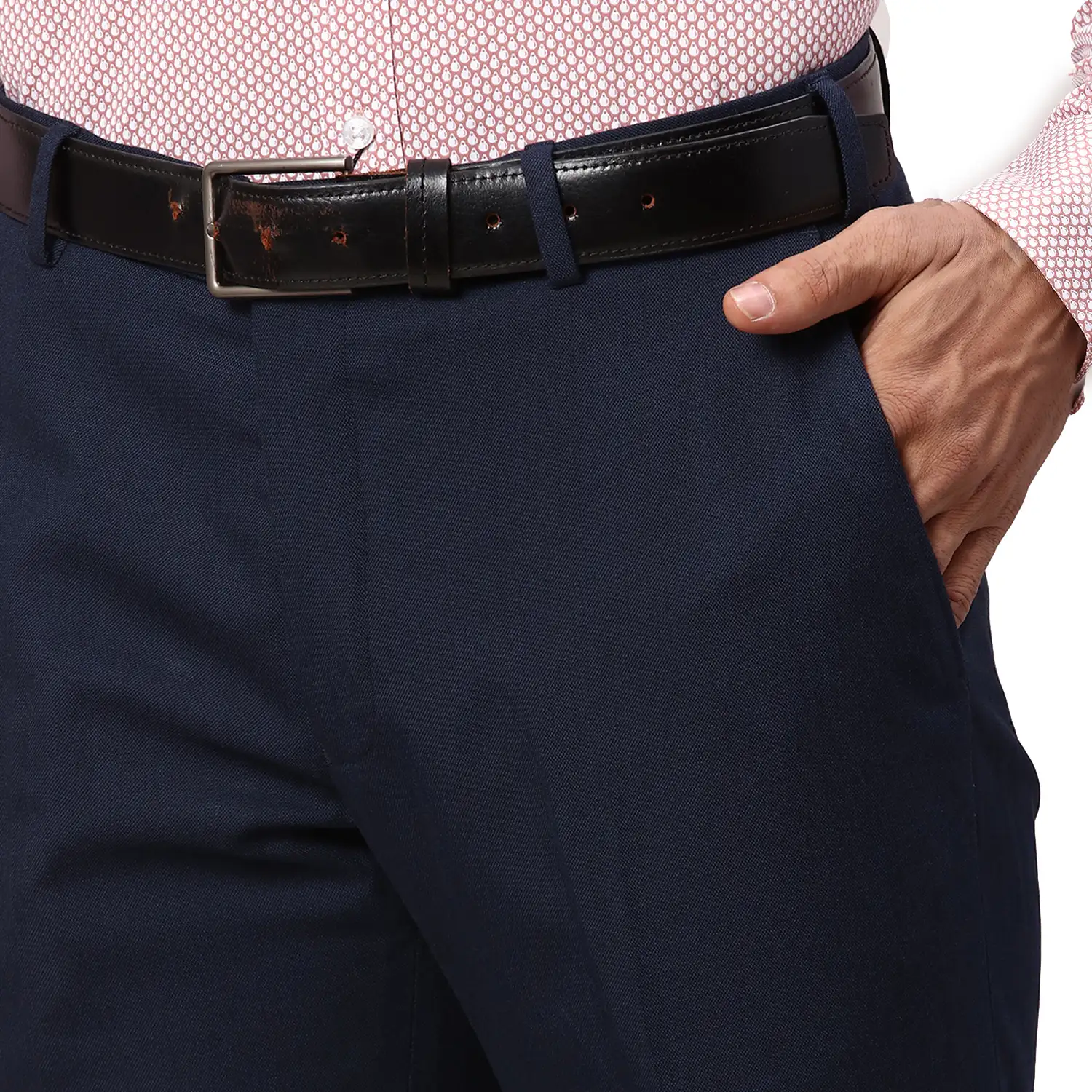 Park Avenue Men Blue Slim Fit Structured Polyester Blend Trouser - Image 6
