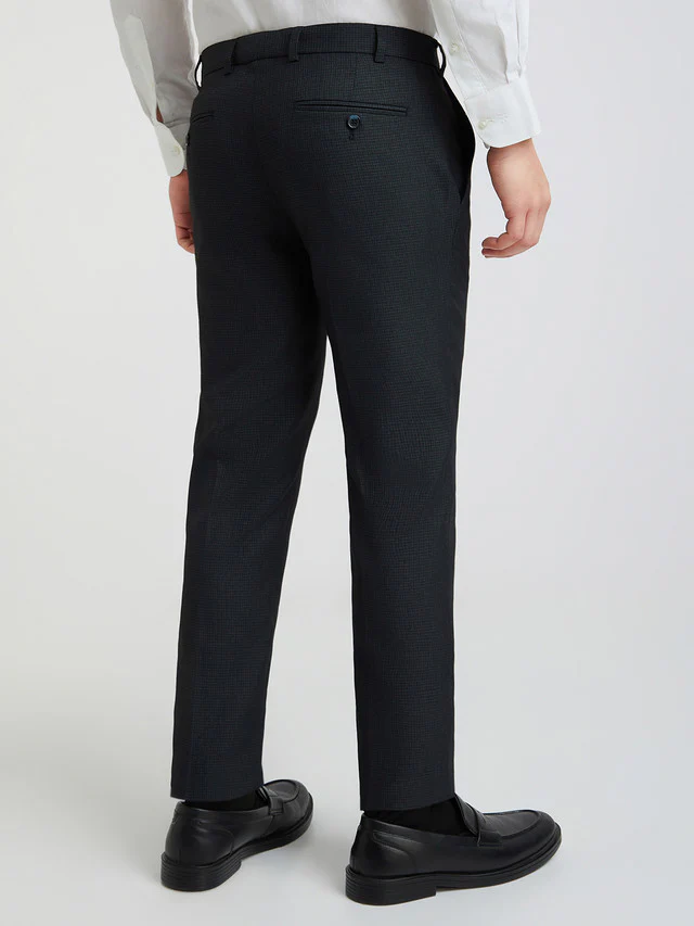 Men Blue Slim Fit Structure Polyester Trouser - Image 4